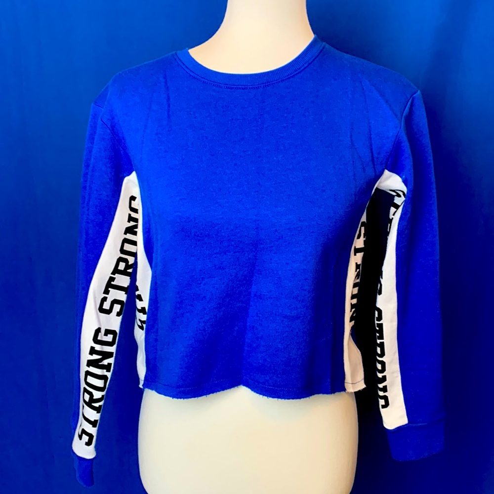 JUSTICE size 12 blue/white  STRONG sweatshirt
